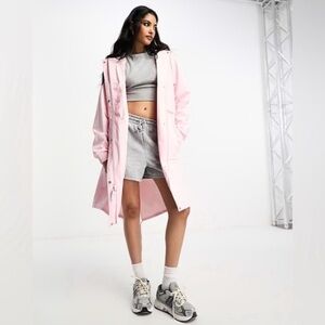 Rains String Parka Pink Hooded Waterproof Rain Jacket NWT